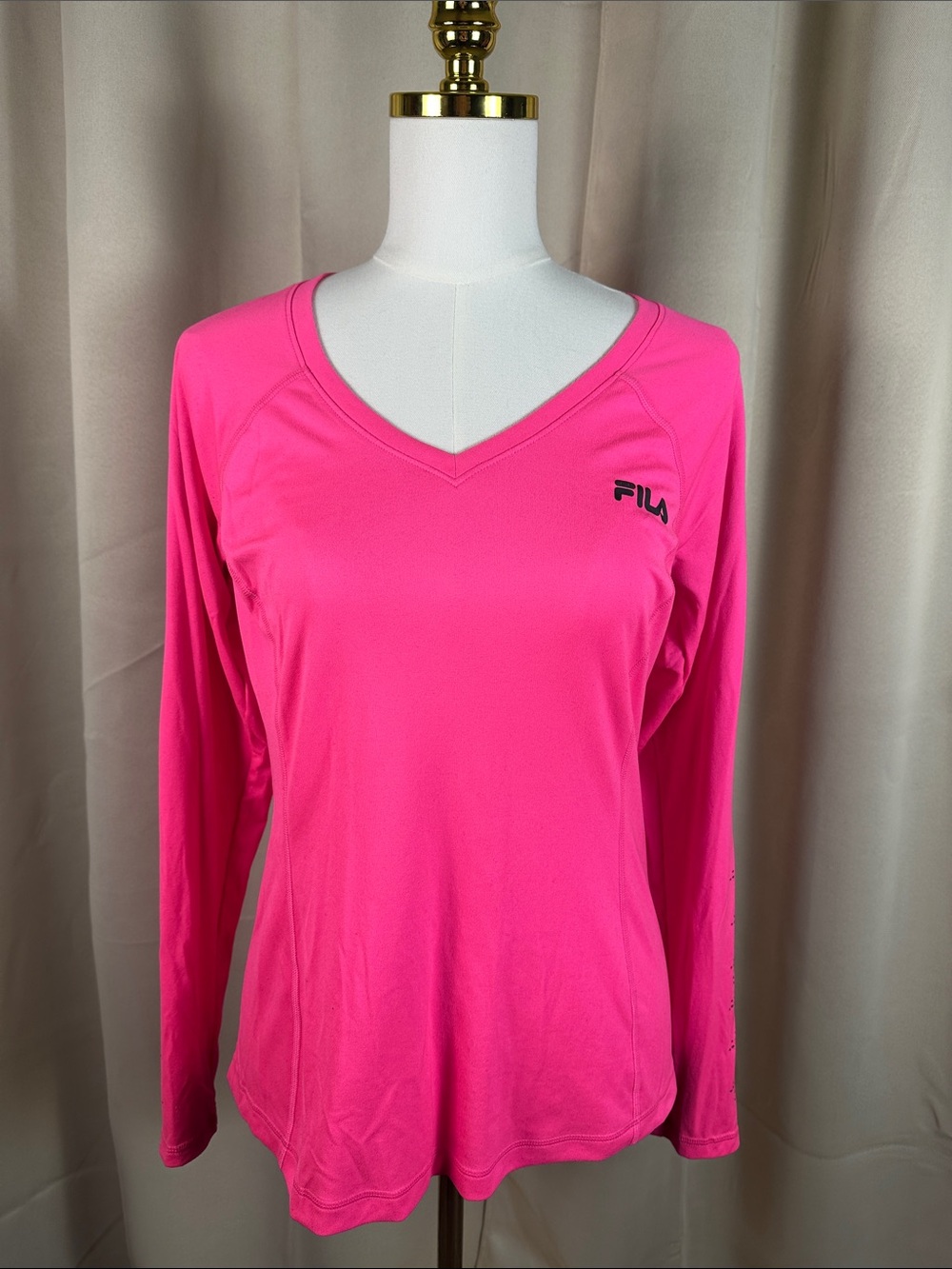 Fila Women's V-Neck Long Sleeve Top in Hot Pink